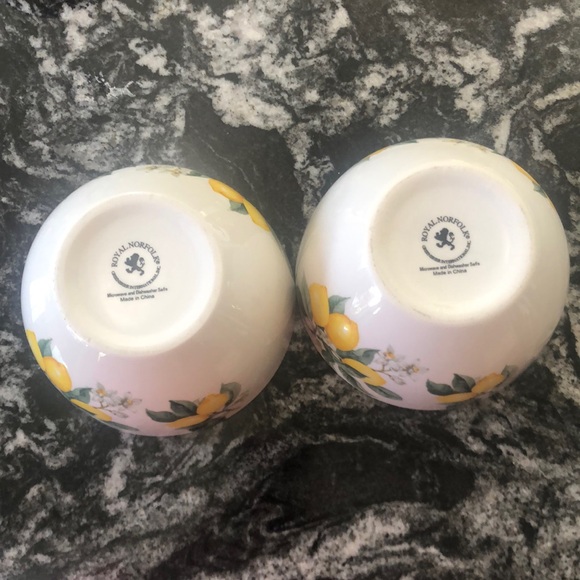 Royal Norfolk Lemon 5 1/2" Cereal Bowls Set Of 2 Bowls- - Picture 2 of 6